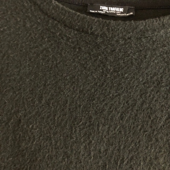 Zara Trafaluc Fuzzy Black Bell Sleeve Crew Neck Sweater - Picture 5 of 8